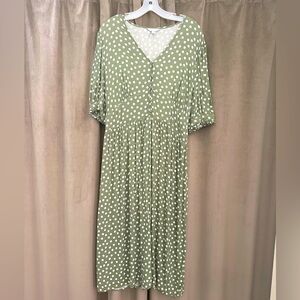 Calf Length Sundress Sage Green and Polka Dot